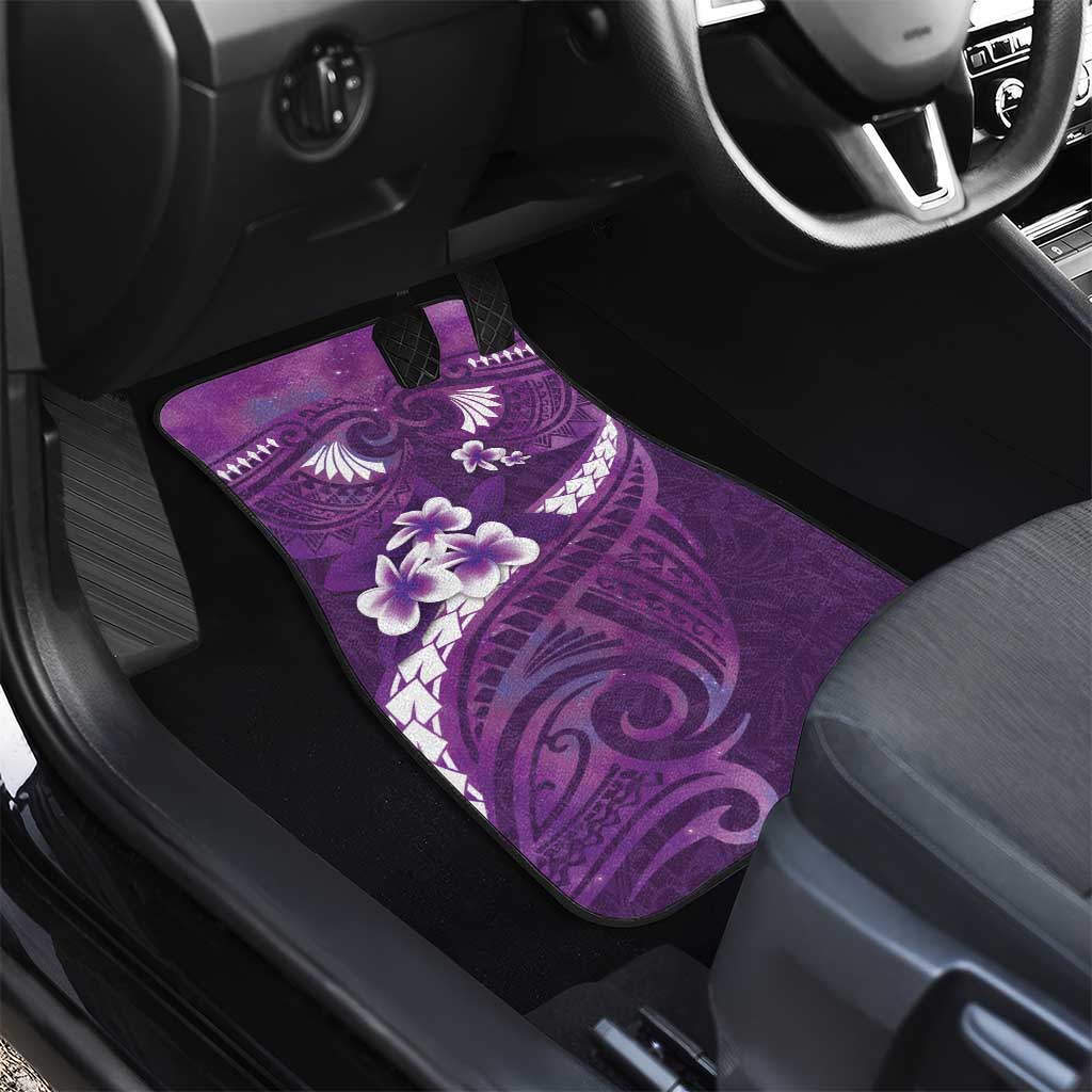 Purple Polynesia Car Mats Tribal Pattern Tropical Frangipani