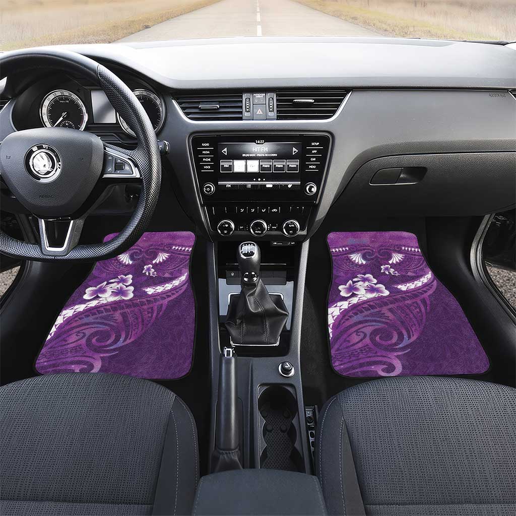Purple Polynesia Car Mats Tribal Pattern Tropical Frangipani
