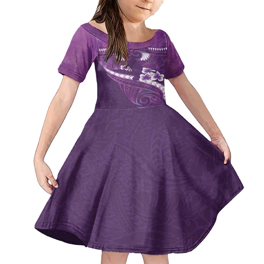 Purple Polynesia Family Matching Long Sleeve Bodycon Dress and Hawaiian Shirt Tribal Pattern Tropical Frangipani