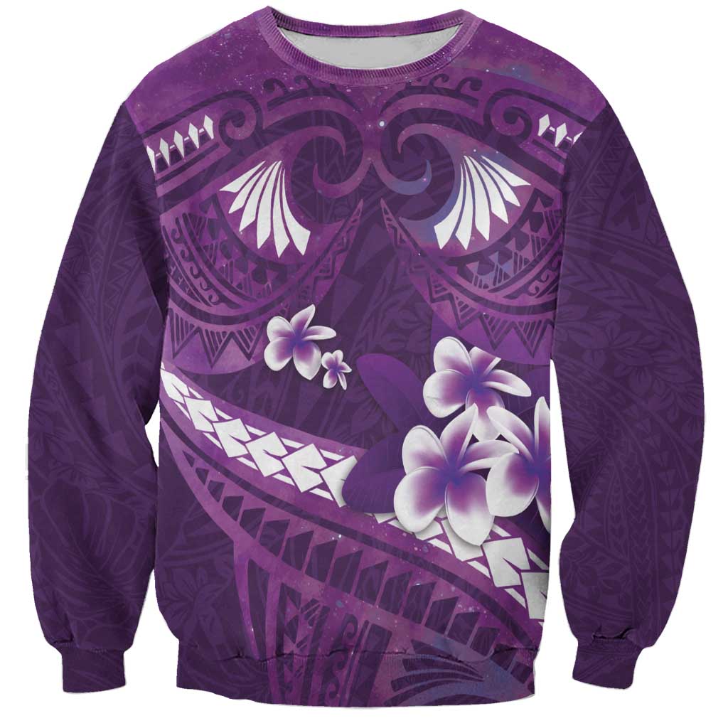 Purple Polynesia Sweatshirt Tribal Pattern Tropical Frangipani LT14 Unisex Purple - Polynesian Pride