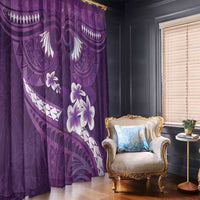 Purple Polynesia Window Curtain Tribal Pattern Tropical Frangipani
