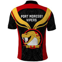 Papua New Guinea Rugby Polo Shirt Port Moresby Vipers PNG Polynesian Pattern LT14 - Polynesian Pride