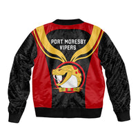 Papua New Guinea Rugby Sleeve Zip Bomber Jacket Port Moresby Vipers PNG Polynesian Pattern LT14 - Polynesian Pride