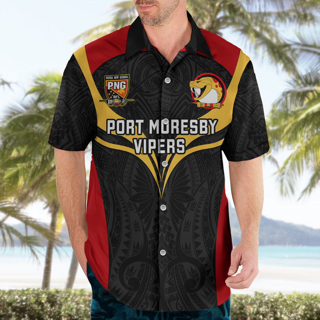 Custom Papua New Guinea Rugby Hawaiian Shirt Port Moresby Vipers PNG Polynesian Pattern LT14 - Polynesian Pride