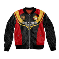 Custom Papua New Guinea Rugby Sleeve Zip Bomber Jacket Port Moresby Vipers PNG Polynesian Pattern LT14 Unisex Black - Polynesian Pride