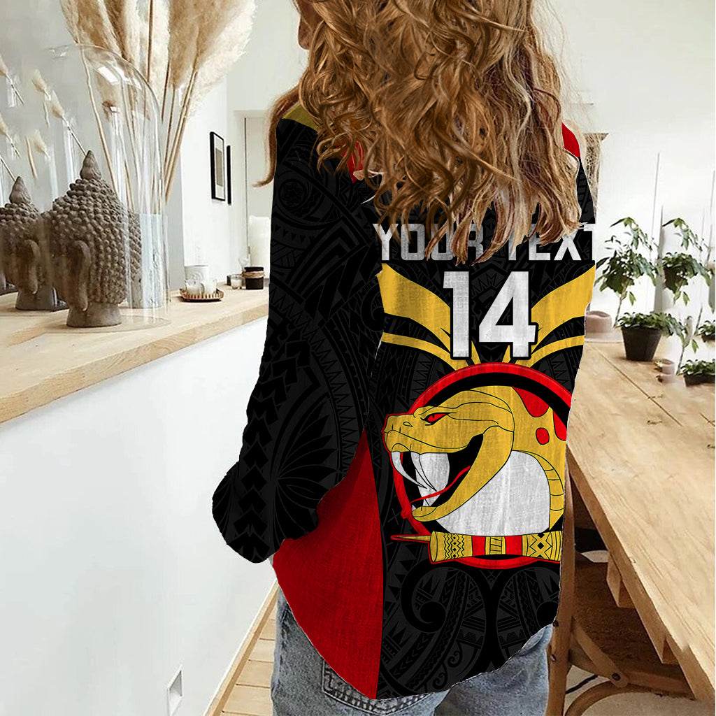 Custom Papua New Guinea Rugby Women Casual Shirt Port Moresby Vipers PNG Polynesian Pattern LT14 - Polynesian Pride