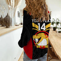 Custom Papua New Guinea Rugby Women Casual Shirt Port Moresby Vipers PNG Polynesian Pattern LT14 - Polynesian Pride