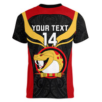 Custom Papua New Guinea Rugby Women V Neck T Shirt Port Moresby Vipers PNG Polynesian Pattern LT14 - Polynesian Pride