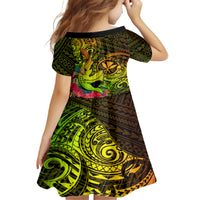 Hawaii Kid Short Sleeve Dress Kanaka Map With Polynesian Shark Tattoo Reggae Unique LT14 - Polynesian Pride