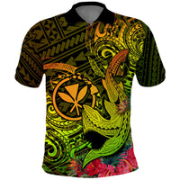 Hawaii Polo Shirt Kanaka Map With Polynesian Shark Tattoo Reggae Unique LT14 Reggae - Polynesian Pride