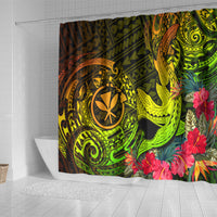 Hawaii Shower Curtain Kanaka Map With Polynesian Shark Tattoo Reggae Unique LT14 - Polynesian Pride