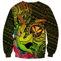 Hawaii Sweatshirt Kanaka Map With Polynesian Shark Tattoo Reggae Unique LT14 - Polynesian Pride