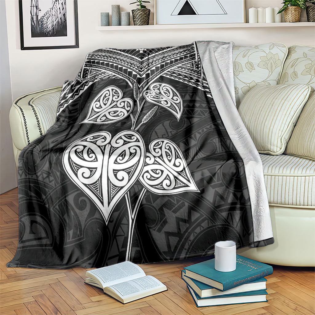 Black New Zealand Kawakawa Maori Ngaru Blanket LT14 Black - Polynesian Pride