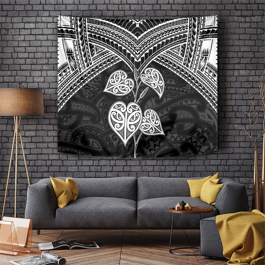 Black New Zealand Kawakawa Maori Ngaru Tapestry LT14 Black - Polynesian Pride