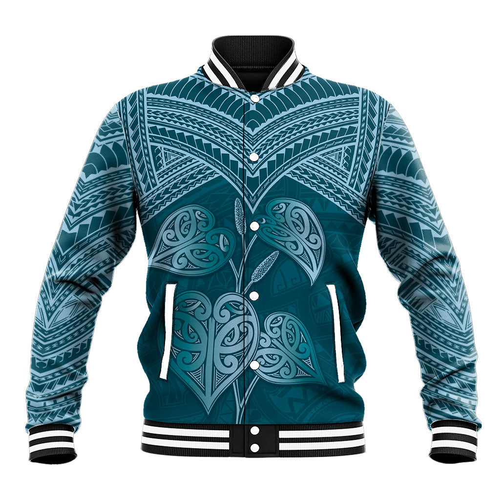 Cyan New Zealand Kawakawa Maori Ngaru Baseball Jacket LT14 Unisex Cyan - Polynesian Pride