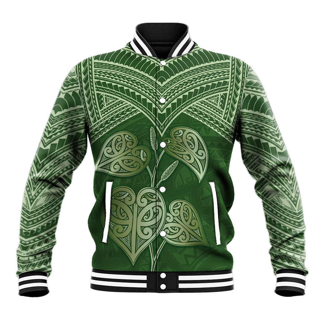 Green New Zealand Kawakawa Maori Ngaru Baseball Jacket LT14 Unisex Green - Polynesian Pride