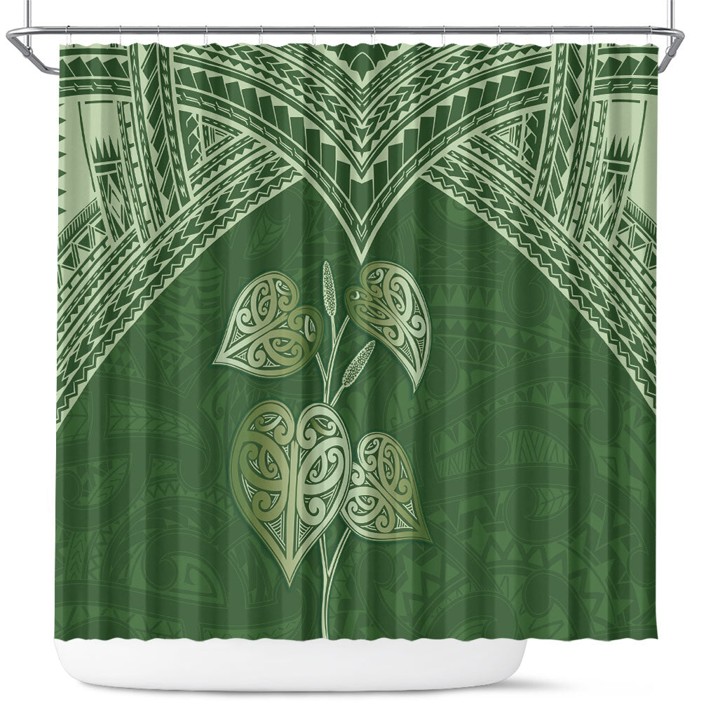 Green New Zealand Kawakawa Maori Ngaru Shower Curtain LT14 Green - Polynesian Pride
