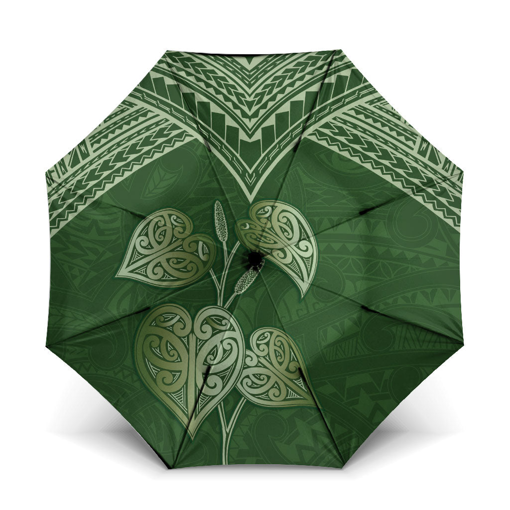 Green New Zealand Kawakawa Maori Ngaru Umbrella LT14 One Size Folded 11.42 inch Opened Diameter 37.4 inch Green - Polynesian Pride