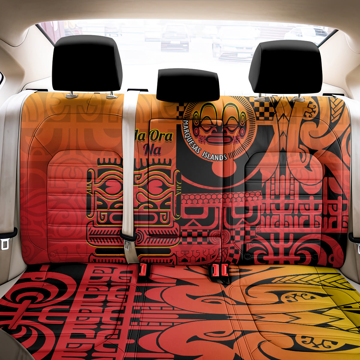 Ia Ora Na Marquesas Islands Back Car Seat Cover Mata Tiki Marquesan Tattoo LT14