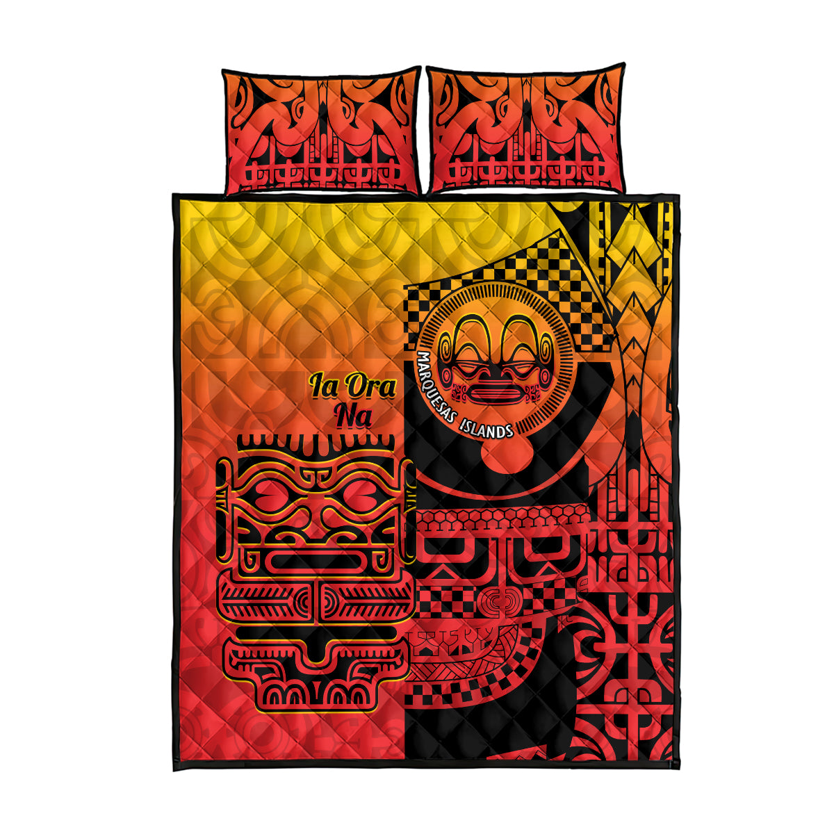 Ia Ora Na Marquesas Islands Quilt Bed Set Mata Tiki Marquesan Tattoo LT14 - Polynesian Pride