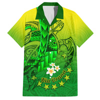 Kia Orana Cook Islands Family Matching Long Sleeve Bodycon Dress and Hawaiian Shirt Kuki Airani Tattoo Pattern With Sea Turtle LT14 Dad's Shirt - Short Sleeve Green - Polynesian Pride
