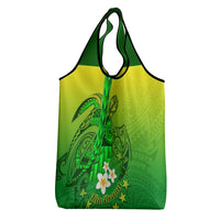 Kia Orana Cook Islands Grocery Bag Kuki Airani Tattoo Pattern With Sea Turtle