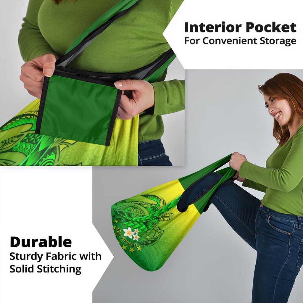 Kia Orana Cook Islands Grocery Bag Kuki Airani Tattoo Pattern With Sea Turtle