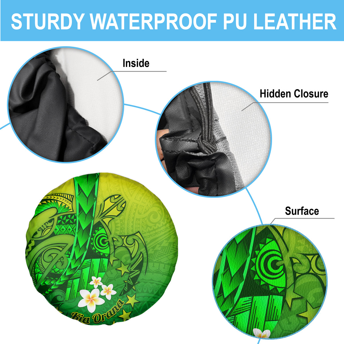 Kia Orana Cook Islands Spare Tire Cover Kuki Airani Tattoo Pattern With Sea Turtle LT14 - Polynesian Pride