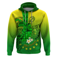 Kia Orana Cook Islands Zip Hoodie Kuki Airani Tattoo Pattern With Sea Turtle LT14 Pullover Hoodie Green - Polynesian Pride