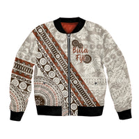 Bula Fiji Bomber Jacket Fijian Masi Tapa Cloth Vintage Vibes LT14 Unisex Beige - Polynesian Pride