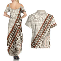 Bula Fiji Couples Matching Summer Maxi Dress and Hawaiian Shirt Fijian Masi Tapa Cloth Vintage Vibes LT14 - Polynesian Pride