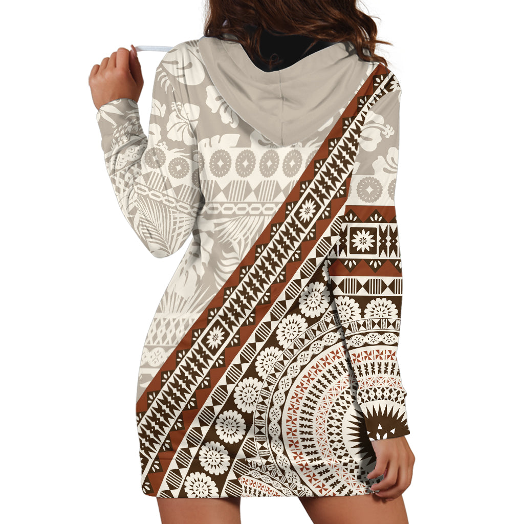 Bula Fiji Hoodie Dress Fijian Masi Tapa Cloth Vintage Vibes LT14 - Polynesian Pride
