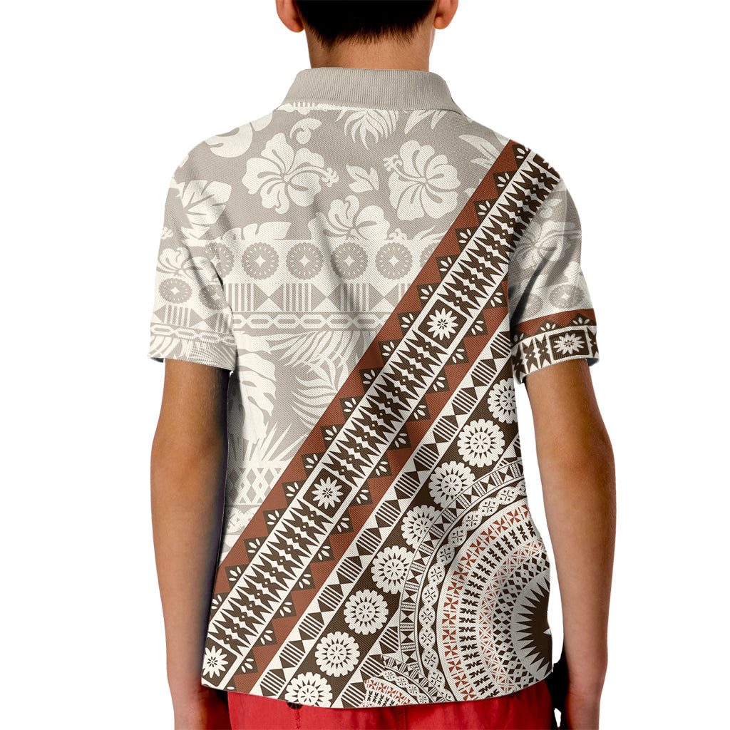 Bula Fiji Kid Polo Shirt Fijian Masi Tapa Cloth Vintage Vibes LT14 - Polynesian Pride