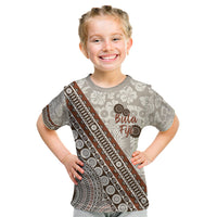 Bula Fiji Kid T Shirt Fijian Masi Tapa Cloth Vintage Vibes LT14 Beige - Polynesian Pride