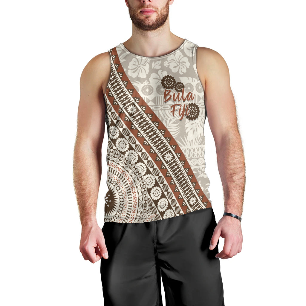Bula Fiji Men Tank Top Fijian Masi Tapa Cloth Vintage Vibes LT14 - Polynesian Pride
