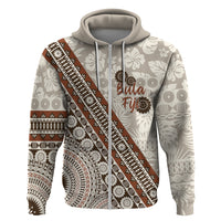 Bula Fiji Zip Hoodie Fijian Masi Tapa Cloth Vintage Vibes LT14 Zip Hoodie Beige - Polynesian Pride