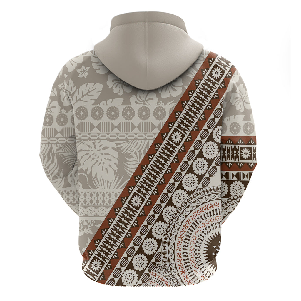 Bula Fiji Zip Hoodie Fijian Masi Tapa Cloth Vintage Vibes LT14 - Polynesian Pride