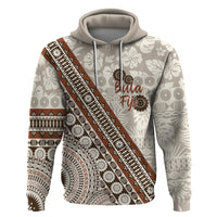 Bula Fiji Zip Hoodie Fijian Masi Tapa Cloth Vintage Vibes LT14 Pullover Hoodie Beige - Polynesian Pride