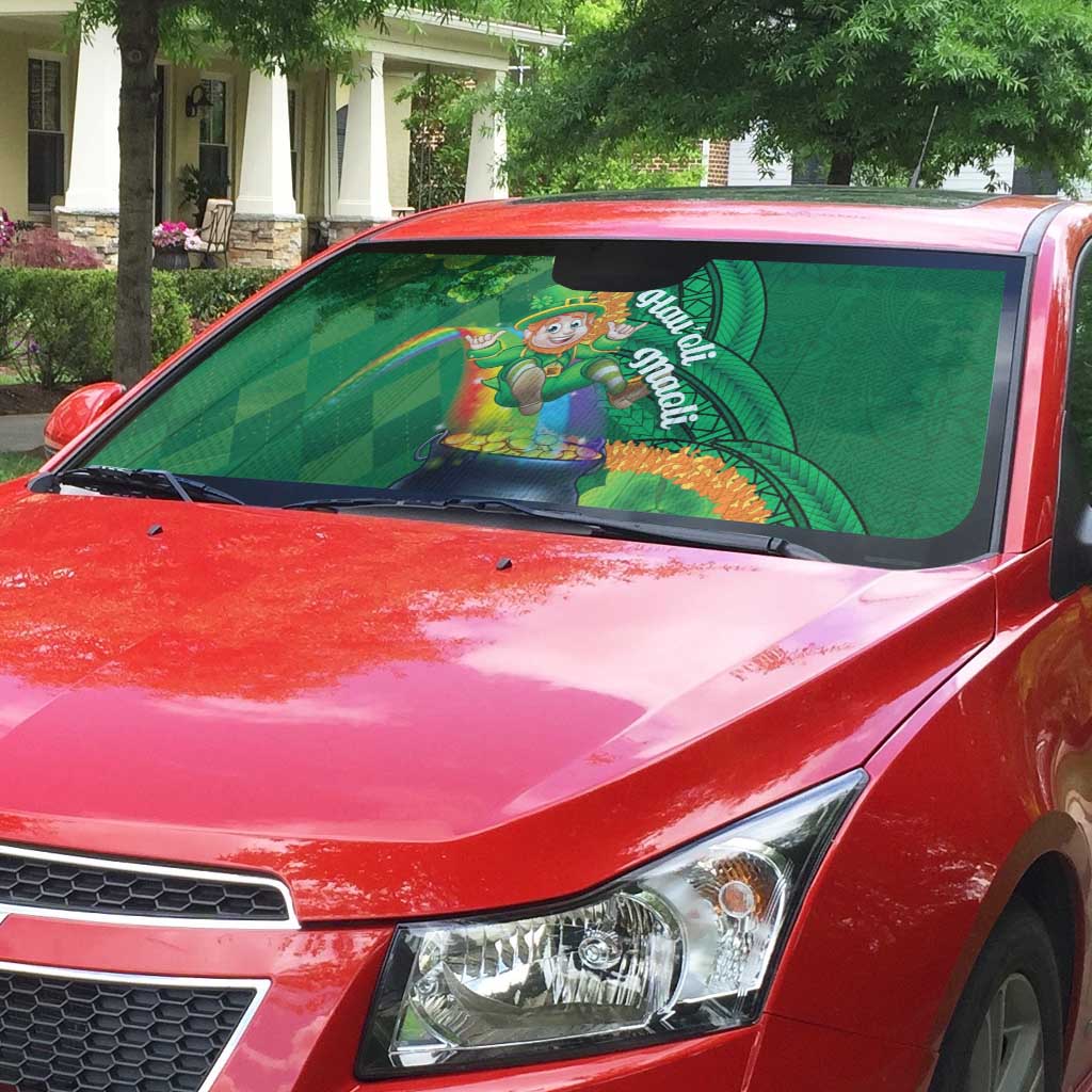 St Patrick's Day Hawaii Auto Sun Shade Hauoli Maoli Funny Shaka Leprechaun LT14 - Polynesian Pride