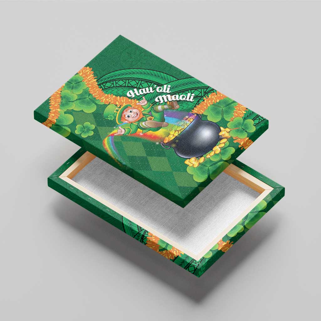 St Patrick's Day Hawaii Canvas Wall Art Hauoli Maoli Funny Shaka Leprechaun