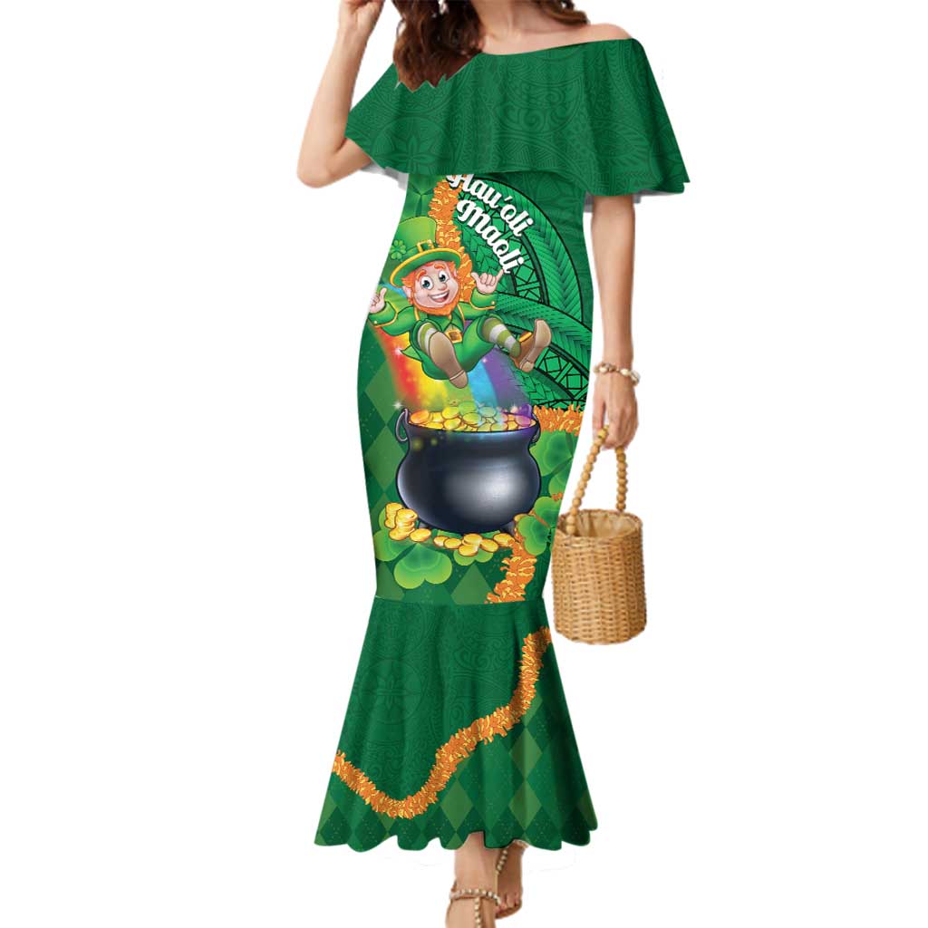 St Patrick's Day Hawaii Family Matching Mermaid Dress and Hawaiian Shirt Hauoli Maoli Funny Shaka Leprechaun