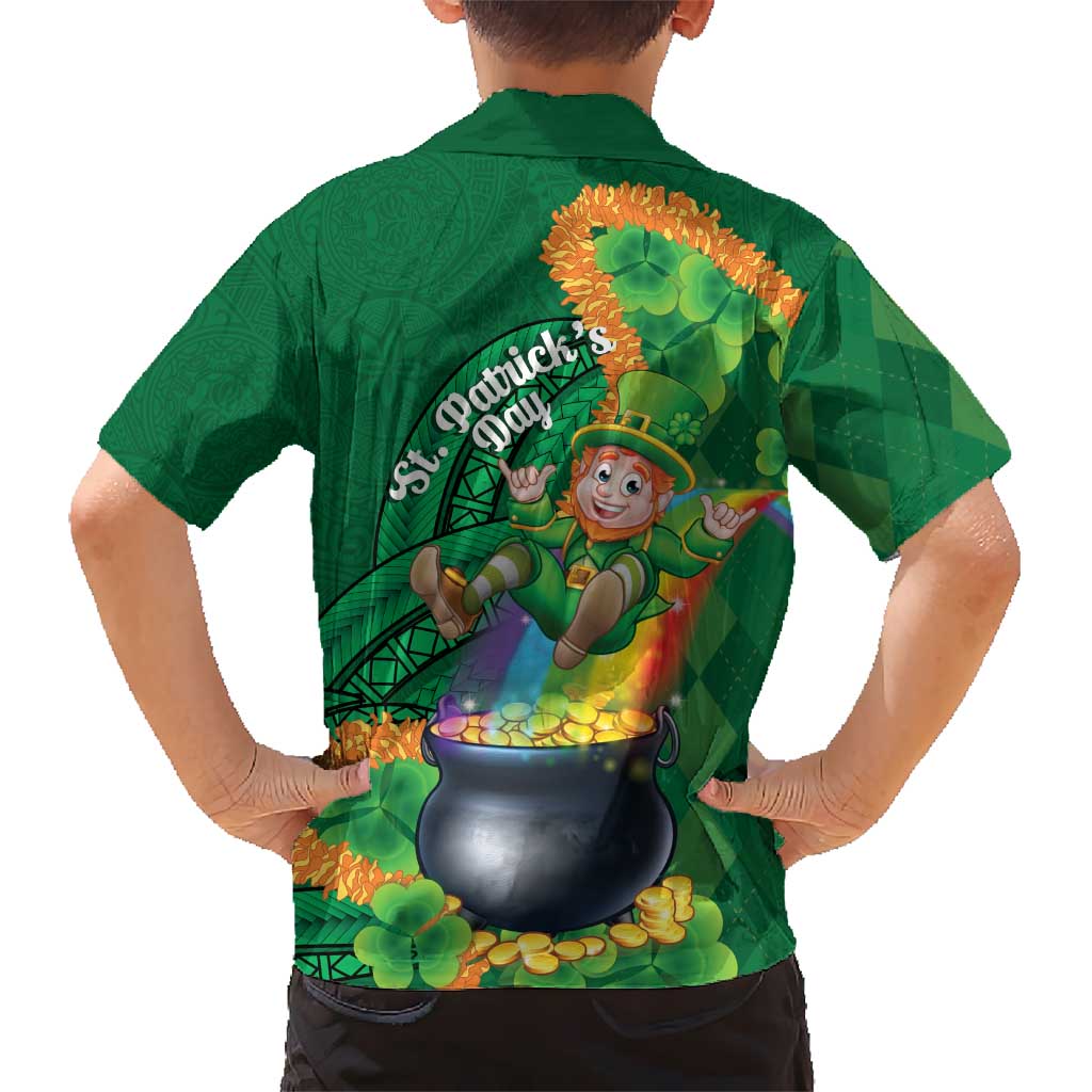 St Patrick's Day Hawaii Family Matching Off The Shoulder Long Sleeve Dress and Hawaiian Shirt Hauoli Maoli Funny Shaka Leprechaun LT14 - Polynesian Pride
