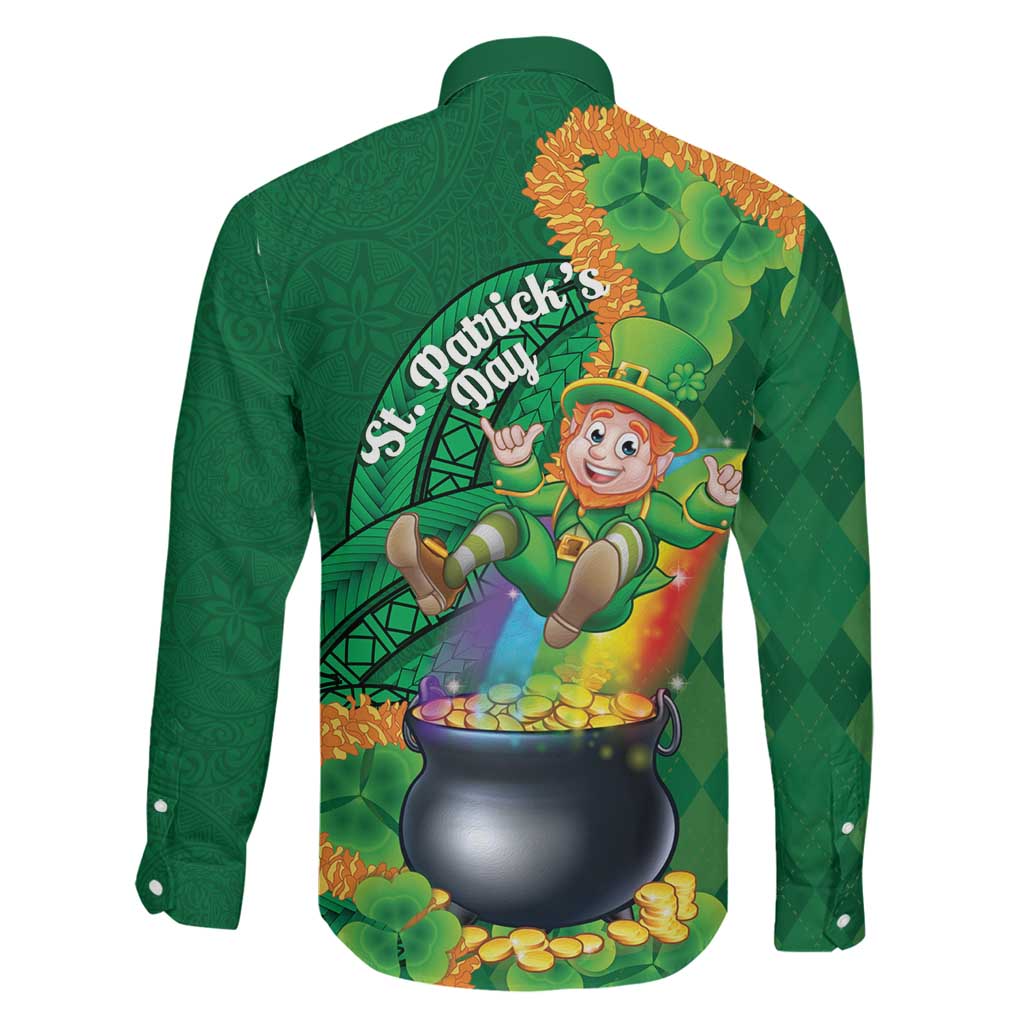St Patrick's Day Hawaii Family Matching Off The Shoulder Long Sleeve Dress and Hawaiian Shirt Hauoli Maoli Funny Shaka Leprechaun LT14 - Polynesian Pride
