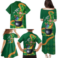 St Patrick's Day Hawaii Family Matching Puletasi and Hawaiian Shirt Hauoli Maoli Funny Shaka Leprechaun