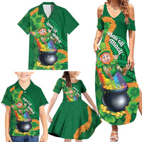 St Patrick's Day Hawaii Family Matching Summer Maxi Dress and Hawaiian Shirt Hauoli Maoli Funny Shaka Leprechaun