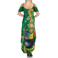 St Patrick's Day Hawaii Family Matching Summer Maxi Dress and Hawaiian Shirt Hauoli Maoli Funny Shaka Leprechaun