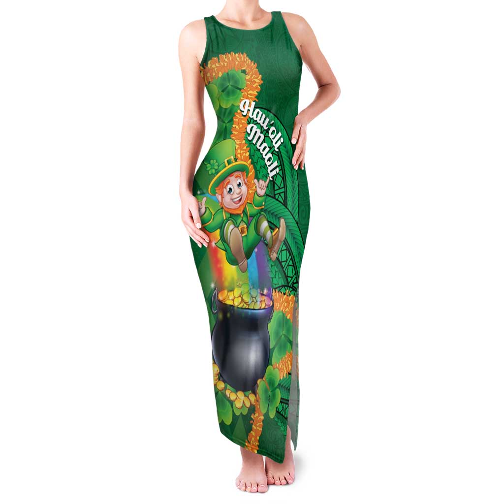 St Patrick's Day Hawaii Family Matching Tank Maxi Dress and Hawaiian Shirt Hauoli Maoli Funny Shaka Leprechaun