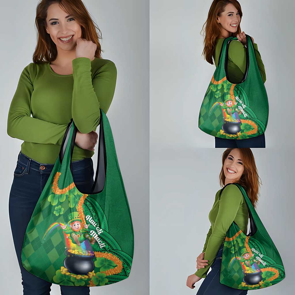 St Patrick's Day Hawaii Grocery Bag Hauoli Maoli Funny Shaka Leprechaun