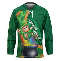 St Patrick's Day Hawaii Hockey Jersey Hauoli Maoli Funny Shaka Leprechaun