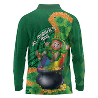 St Patrick's Day Hawaii Long Sleeve Polo Shirt Hauoli Maoli Funny Shaka Leprechaun LT14 - Polynesian Pride
